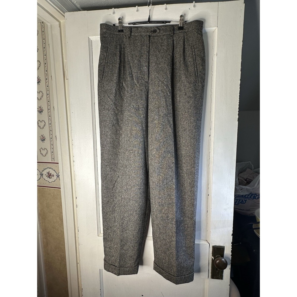 Lauren Ralph Lauren Wool Cashmere Gray Tweed Dress Pants Cuffed 14W Sedona